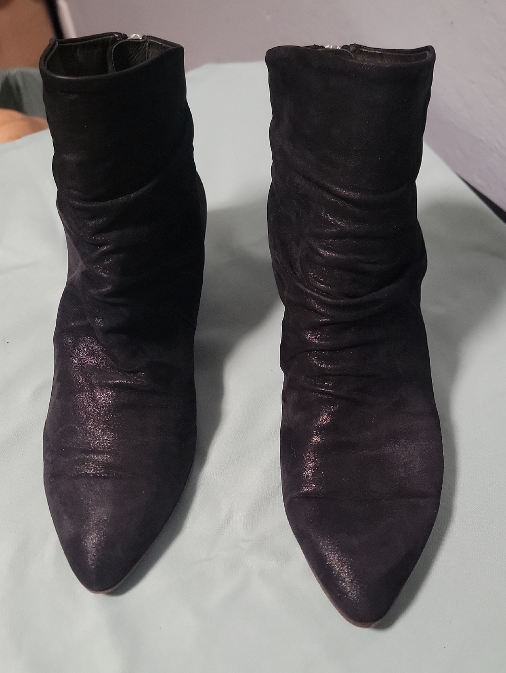 Officine Creative Black Pointed Suede Ankle Booties